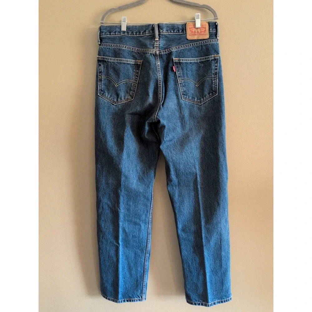 Levis 550 Jeans Mens 34x32 Blue Relaxed  Fit Tapered Red Tab Med Wash Cotton EUC